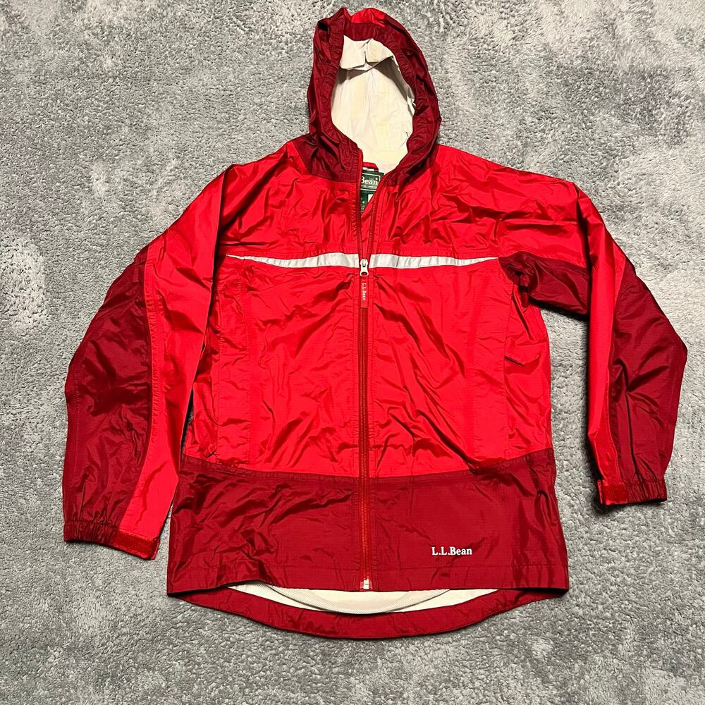 LL Bean Rain Jacket Kids Youth Large 14-16 Nylon Hooded Coat
